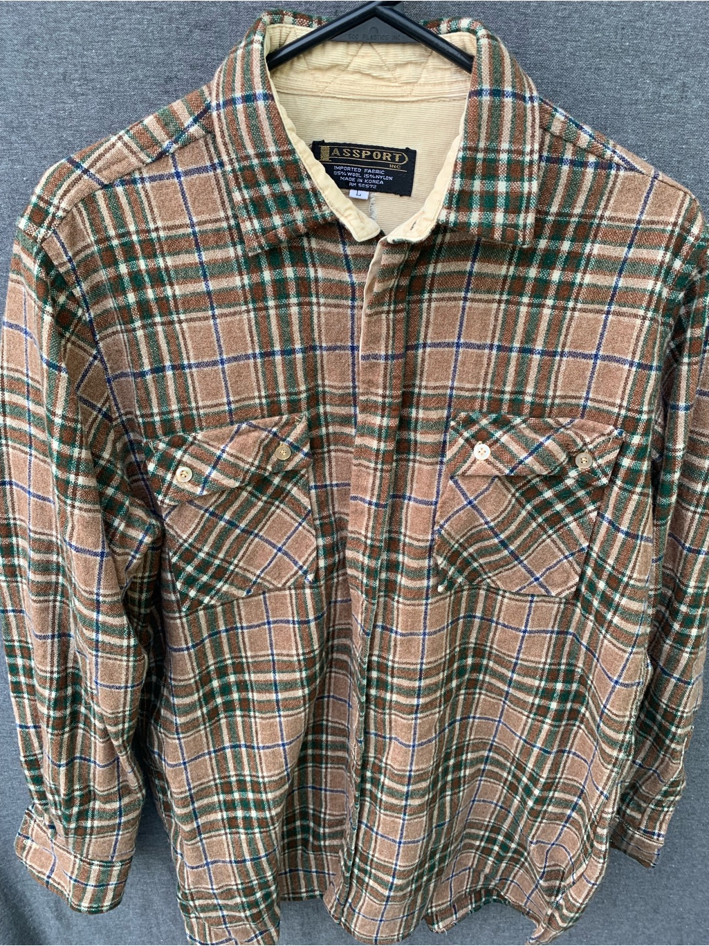 Vintage 70s 80s Passport Plaid Flannel Shirt Workshirt Rockabilly Men’s Large